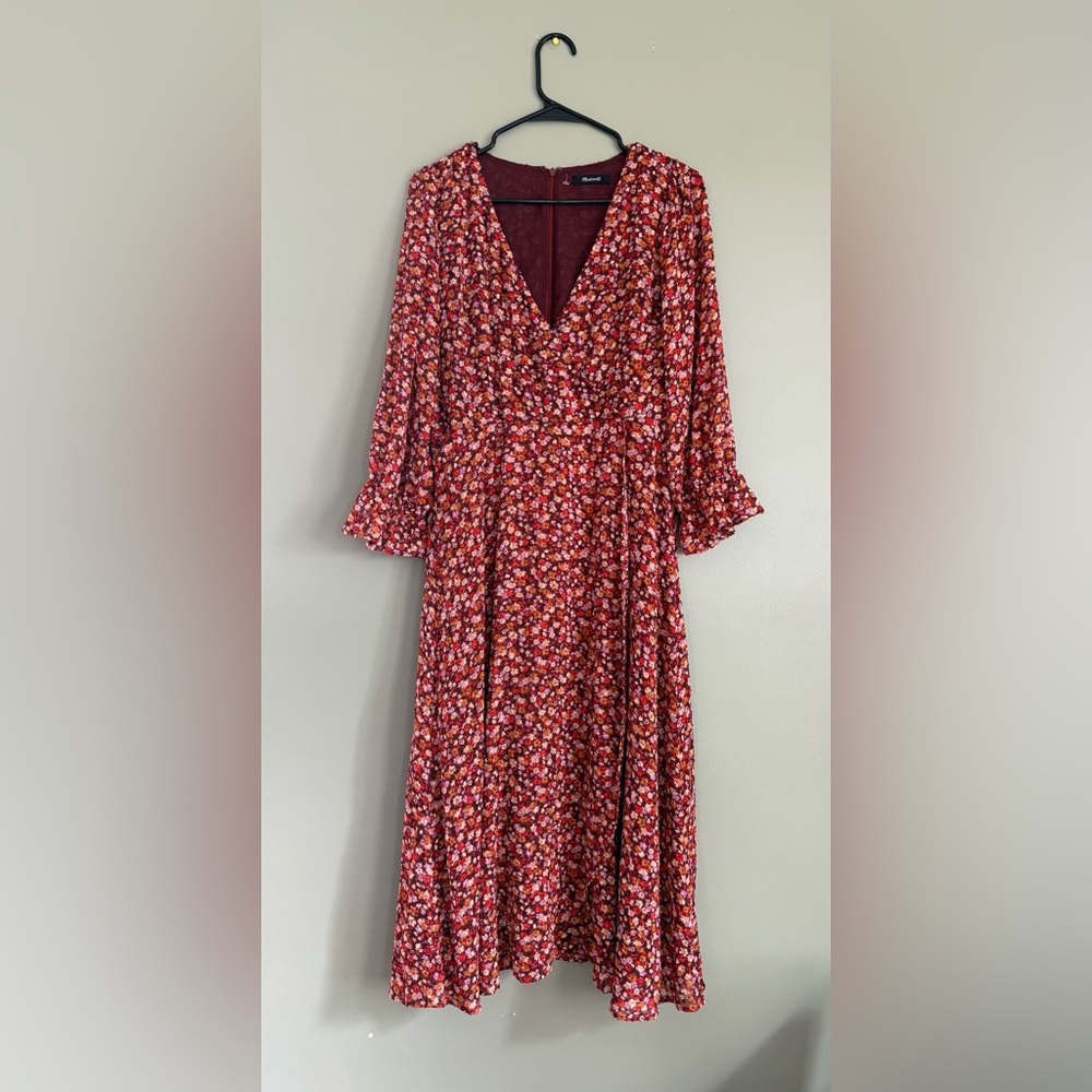 Madewell Red Floral Midi Dress